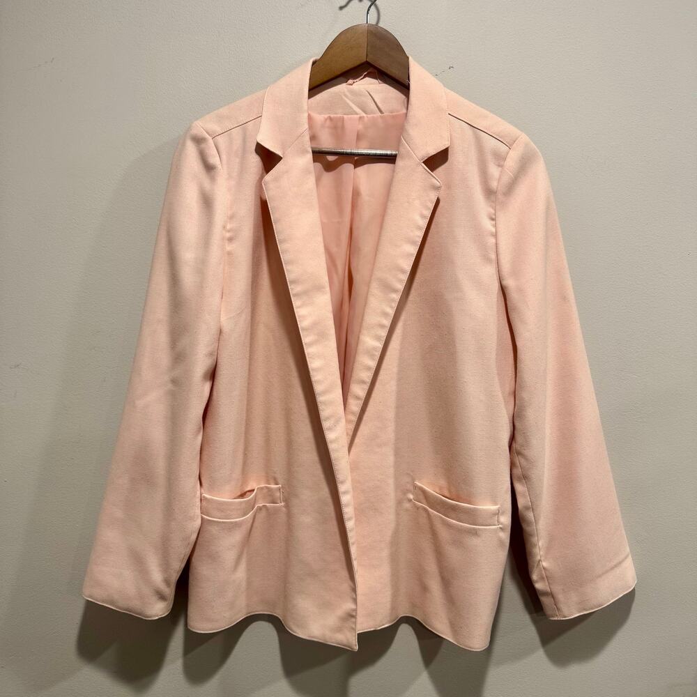 Vintage Blush Pink Open Front Blazer UK 14 US 10 Made in UK